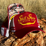 Shit Show Cattle Co Trucker Cap - Burgundy and Yellow